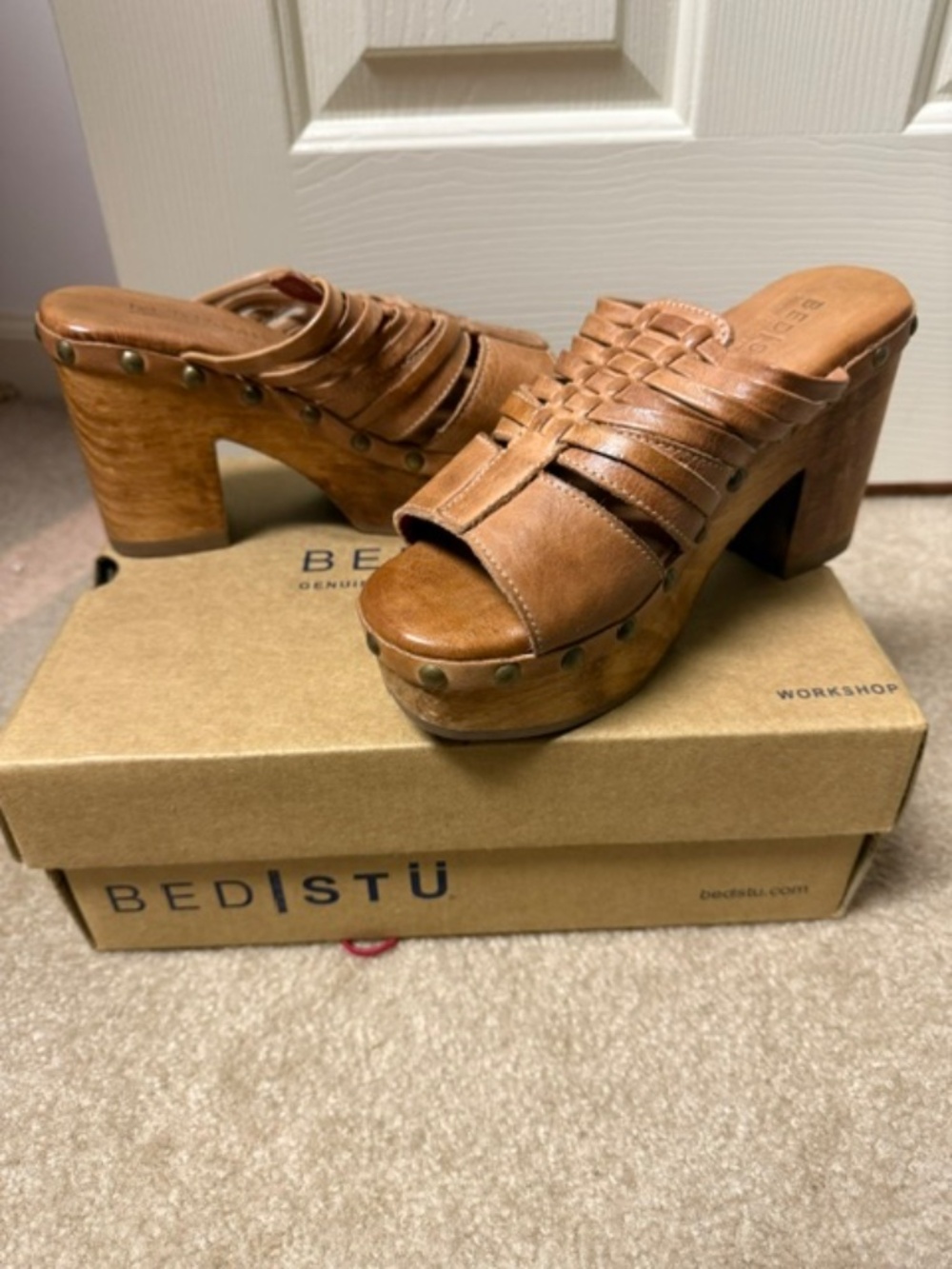 NIB BEDSTU SHANTEL PLATFORM SANDAL RUSTIC TAN SIZE 6